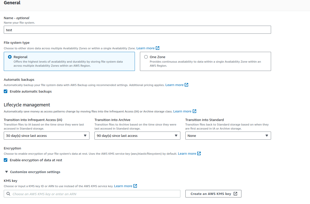 c03 efs backups lifecycle encryption